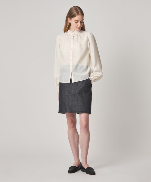 Steven Alan(スティーブンアラン)の「<Steven Alan>フリル ブラウス(シャツ/ブラウス・レディース・ネイビー/ナチュラル・S/M)」の4枚目の写真