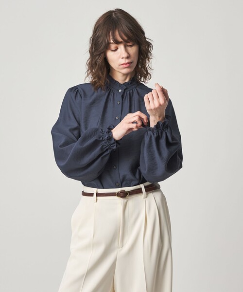 Steven Alan(スティーブンアラン)の「<Steven Alan>フリル ブラウス(シャツ/ブラウス・レディース・ネイビー/ナチュラル・S/M)」の6枚目の写真