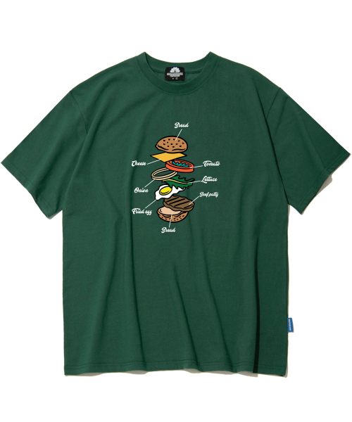 TRIPSHION(トリップション)の「ハンバーガーレシピ グラフィックTシャツ - グリーン(Tシャツ/カットソー・メンズ・その他・LARGE/MEDIUM/X-LARGE)」の1枚目の写真