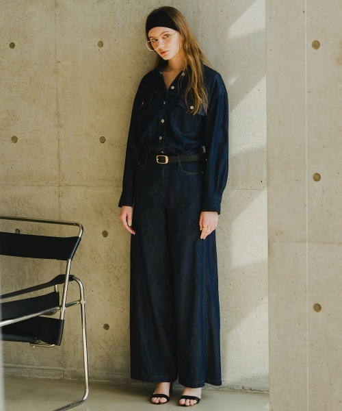 Maison INNESS(メゾンアイネス)の「【新色追加】【i Deni】6.7ozデニムシャツ(はっ水)セットアップ可(シャツ/ブラウス・レディース・ネイビー/サックスブルー/ブルー・S/M/L/LL/3L/4L/5L)」の15枚目の写真