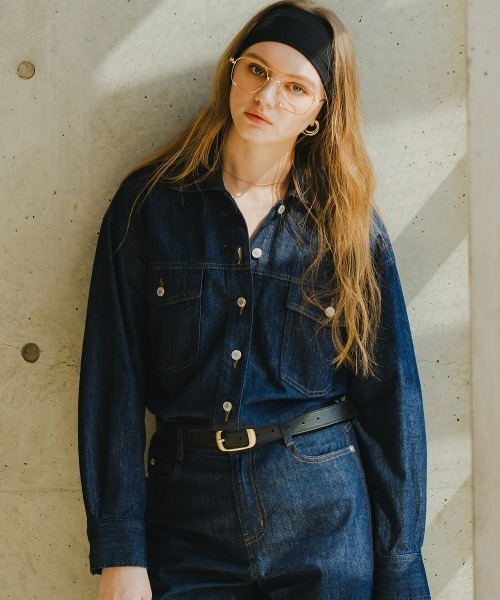 Maison INNESS(メゾンアイネス)の「【新色追加】【i Deni】6.7ozデニムシャツ(はっ水)セットアップ可(シャツ/ブラウス・レディース・ネイビー/サックスブルー/ブルー・S/M/L/LL/3L/4L/5L)」の4枚目の写真