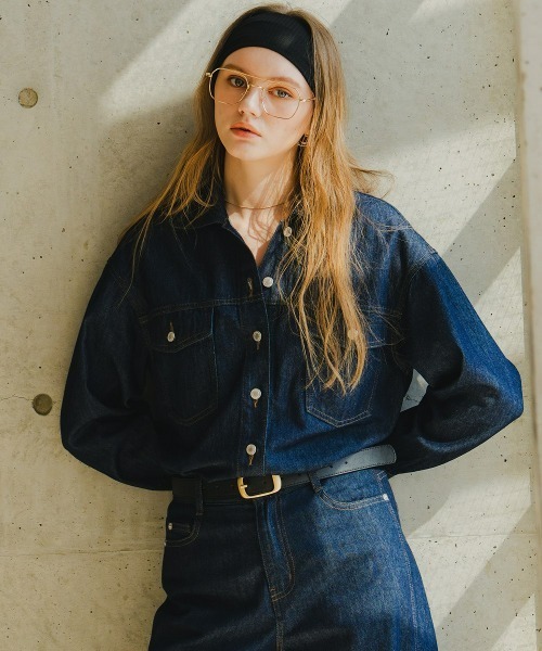 Maison INNESS(メゾンアイネス)の「【新色追加】【i Deni】6.7ozデニムシャツ(はっ水)セットアップ可(シャツ/ブラウス・レディース・ネイビー/サックスブルー/ブルー・S/M/L/LL/3L/4L/5L)」の14枚目の写真