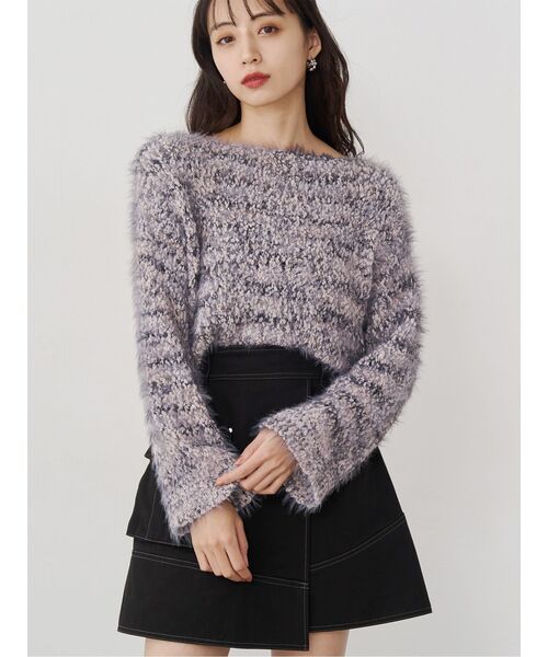 MURUA（ムルーア）の「MIXシャギールーズニット（ニット/セーター・レディース・ベージュ/ネイビー・FREE）」の2枚目の写真