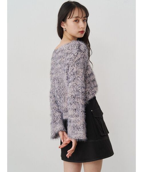 MURUA（ムルーア）の「MIXシャギールーズニット（ニット/セーター・レディース・ベージュ/ネイビー・FREE）」の4枚目の写真