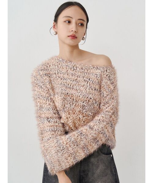 MURUA（ムルーア）の「MIXシャギールーズニット（ニット/セーター・レディース・ベージュ/ネイビー・FREE）」の10枚目の写真