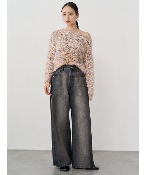 MURUA（ムルーア）の「MIXシャギールーズニット（ニット/セーター・レディース・ベージュ/ネイビー・FREE）」の12枚目の写真