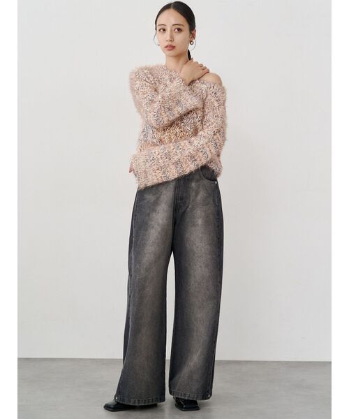 MURUA（ムルーア）の「MIXシャギールーズニット（ニット/セーター・レディース・ベージュ/ネイビー・FREE）」の13枚目の写真