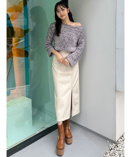 MURUA（ムルーア）の「MIXシャギールーズニット（ニット/セーター・レディース・ベージュ/ネイビー・FREE）」の18枚目の写真