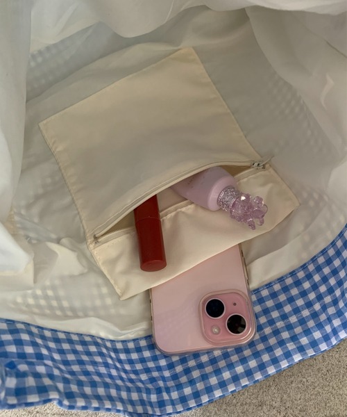 セール】【26年春夏新作】【A4サイズ対応】ギンガムチェック巾着フリル