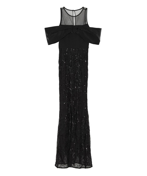 Leja(レジャ)の「【LEJA LUXE】シースルーオフショルダーデザインスパンコールマーメイドドレスワンピース美脚効果結婚式 パーティードレス 成人式 二次会 同窓会 お呼ばれ オケージョン 20代 30代(ドレス・レディース・ブラック・SMALL/MEDIUM/LARGE)」の10枚目の写真