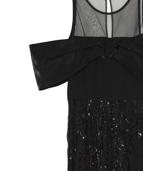 Leja(レジャ)の「【LEJA LUXE】シースルーオフショルダーデザインスパンコールマーメイドドレスワンピース美脚効果結婚式 パーティードレス 成人式 二次会 同窓会 お呼ばれ オケージョン 20代 30代(ドレス・レディース・ブラック・SMALL/MEDIUM/LARGE)」の11枚目の写真