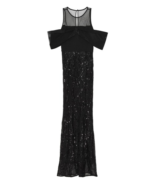 Leja(レジャ)の「【LEJA LUXE】シースルーオフショルダーデザインスパンコールマーメイドドレスワンピース美脚効果結婚式 パーティードレス 成人式 二次会 同窓会 お呼ばれ オケージョン 20代 30代(ドレス・レディース・ブラック・SMALL/MEDIUM/LARGE)」の12枚目の写真