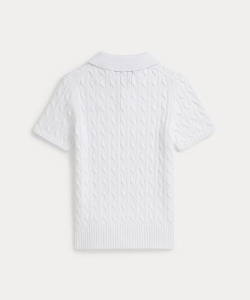 POLO RALPH LAUREN CHILDRENSWEAR（ポロ ラルフ ローレン チルドレンズウェア）の「ケーブルニット コットン ポロカラー セーター（ニット/セーター・キッズ・ホワイト・L/XL）」の4枚目の写真