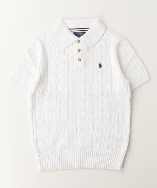 POLO RALPH LAUREN CHILDRENSWEAR（ポロ ラルフ ローレン チルドレンズウェア）の「ケーブルニット コットン ポロカラー セーター（ニット/セーター・キッズ・ホワイト・L/XL）」の3枚目の写真
