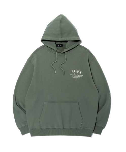 ACEI(アセイ)の「クラシックレタリングフードパーカー ダークグリーン(UNI)(パーカー・メンズ・ダークグリーン・SMALL/MEDIUM/LARGE)」の1枚目の写真