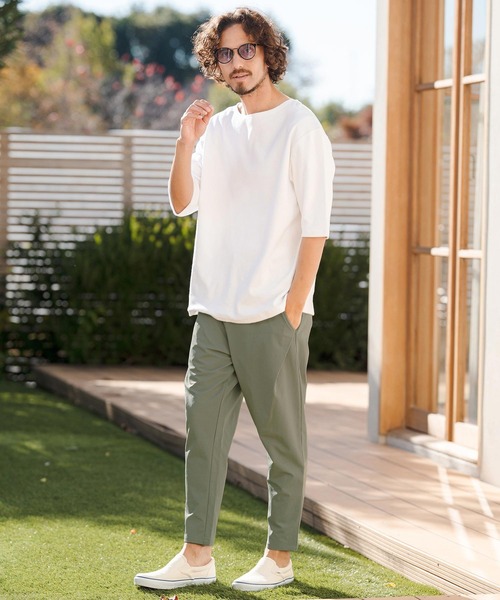 バランスイージー　ネイビー　がバー付き mp14436- Stretch Nylon Tapered Easy Pants テーパードイージーパンツ