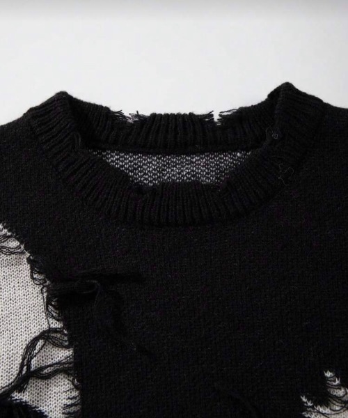 VIBGYOR（ヴィブジョー）の「【IZU】 ルーズダメージニットセーター（ニット/セーター・メンズ・ブラック・FREE）」の8枚目の写真