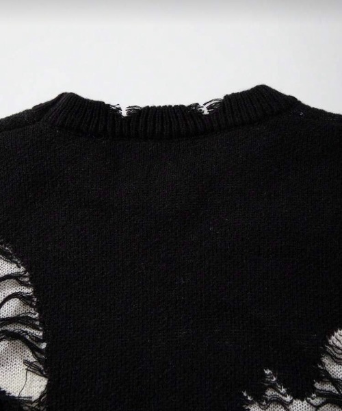 VIBGYOR（ヴィブジョー）の「【IZU】 ルーズダメージニットセーター（ニット/セーター・メンズ・ブラック・FREE）」の3枚目の写真