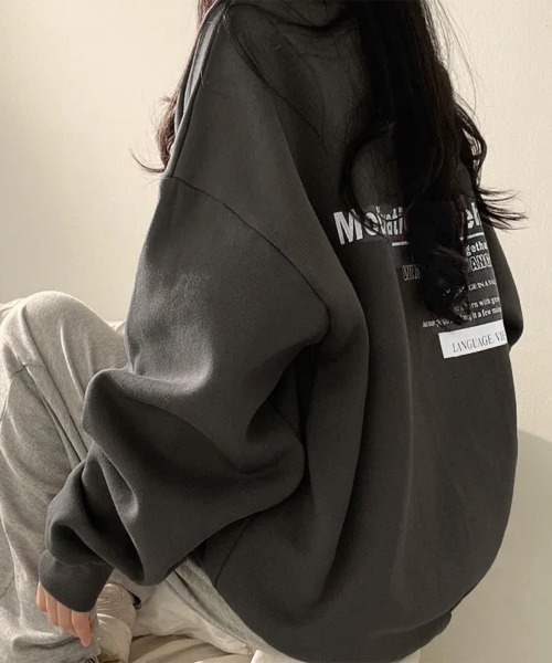 Miniministore(ミニミニストア)の「裏起毛スウェット 暖かいビッグトレーナー(スウェット・レディース・グレー/ブラック/ダークグレー/ライトグレー・FREE)」の14枚目の写真