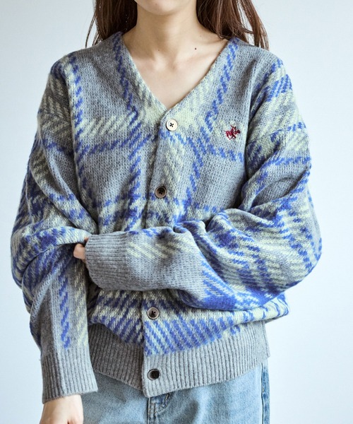 BEVERLY HILLS POLO CLUB（ビバリーヒルズポロクラブ）の「【BEVERLY HILLS POLO CLUB/ビバリーヒルズポロクラブ】モヘヤタッチカーディガン（カーディガン/ボレロ・レディース・グレー系その他/オレンジ系その他/グレー/ブラウン・FREE）」の2枚目の写真