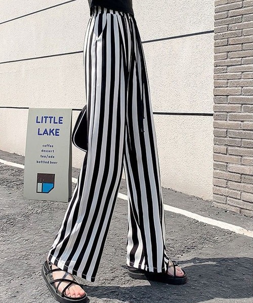 セール】モノトーンストライプ ワイドパンツ（その他パンツ）｜meJane