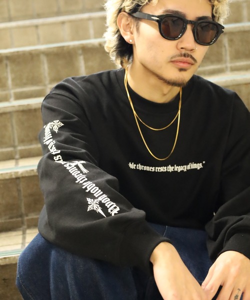 bike star（バイクスター）の「BIKE STAR OLD ENGLISH LOGO PT トレーナー（スウェット・メンズ・ブラック/ブラック系/ホワイト・M/L）」の3枚目の写真