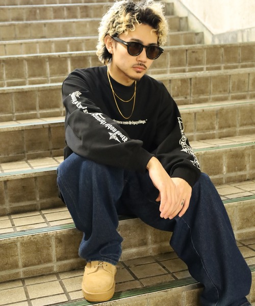 bike star（バイクスター）の「BIKE STAR OLD ENGLISH LOGO PT トレーナー（スウェット・メンズ・ブラック/ブラック系/ホワイト・M/L）」の5枚目の写真