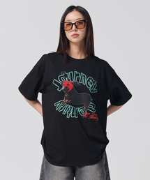 OUNDERR（オアンダーアール）の「MASK PUPPY TEE オーバーサイズ 半袖Tシャツ [黒]（Tシャツ/カットソー）」