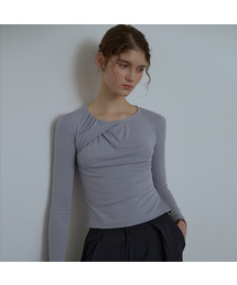 Shirring Cutting Line Long Sleeve [Blue]