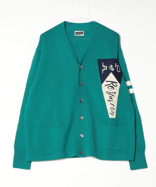 PRESTIGE APPAREL(プレステージアパレル)の「PRESTIGE APPAREL FLAG KNIT CARDIGAN(カーディガン/ボレロ・メンズ・マスタード/ターコイズブルー・SMALL/MEDIUM/LARGE)」の2枚目の写真