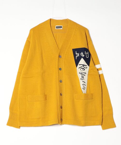 PRESTIGE APPAREL(プレステージアパレル)の「PRESTIGE APPAREL FLAG KNIT CARDIGAN(カーディガン/ボレロ・メンズ・マスタード/ターコイズブルー・SMALL/MEDIUM/LARGE)」の1枚目の写真