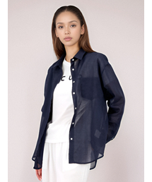 Long Sleeve Linen Shirt _Navy