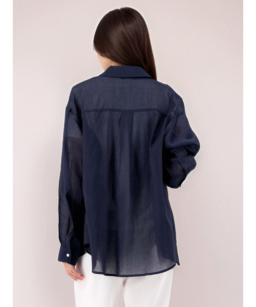 ACUD(アクド)の「Long Sleeve Linen Shirt _Navy(シャツ/ブラウス・レディース・ネイビー・FREE)」の5枚目の写真