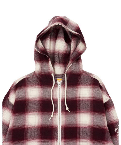 HELLO SUNRISE(ハローサンライズ)の「HS Check Hooded JKT_Burgundy(パーカー・レディース・バーガンディー・SMALL/MEDIUM/LARGE)」の12枚目の写真