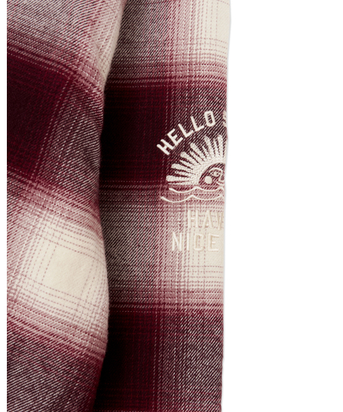 HELLO SUNRISE(ハローサンライズ)の「HS Check Hooded JKT_Burgundy(パーカー・レディース・バーガンディー・SMALL/MEDIUM/LARGE)」の13枚目の写真