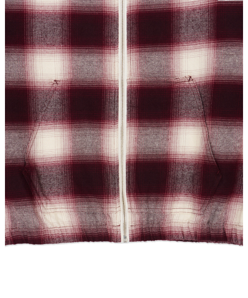 HELLO SUNRISE(ハローサンライズ)の「HS Check Hooded JKT_Burgundy(パーカー・レディース・バーガンディー・SMALL/MEDIUM/LARGE)」の15枚目の写真