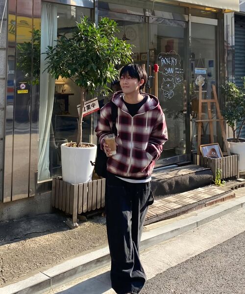 HELLO SUNRISE(ハローサンライズ)の「HS Check Hooded JKT_Burgundy(パーカー・レディース・バーガンディー・SMALL/MEDIUM/LARGE)」の11枚目の写真