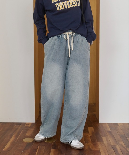 ANGIE(アンジー)の「【丈が選べる】デニムイージーパンツ(デニムパンツ・レディース・ブルー/ライトブルー・MT/MEDIUM)」の8枚目の写真
