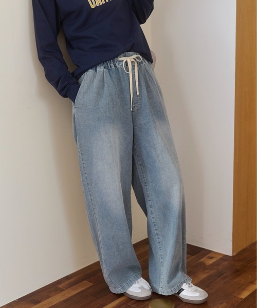 ANGIE(アンジー)の「【丈が選べる】デニムイージーパンツ(デニムパンツ・レディース・ブルー/ライトブルー・MT/MEDIUM)」の12枚目の写真