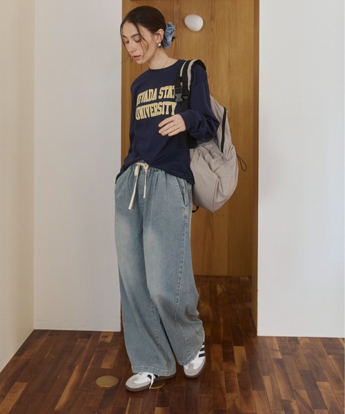 ANGIE(アンジー)の「【丈が選べる】デニムイージーパンツ(デニムパンツ・レディース・ブルー/ライトブルー・MT/MEDIUM)」の3枚目の写真