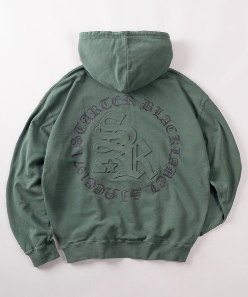 STARTER（スターター）の「【88】【STARTER/スターター】ピグメント加工 裏毛 エンボス サークルロゴ ハーフジップパーカー（パーカー・メンズ・チャコールグレー/グリーン/ブラウン・M/L/XL）」の5枚目の写真