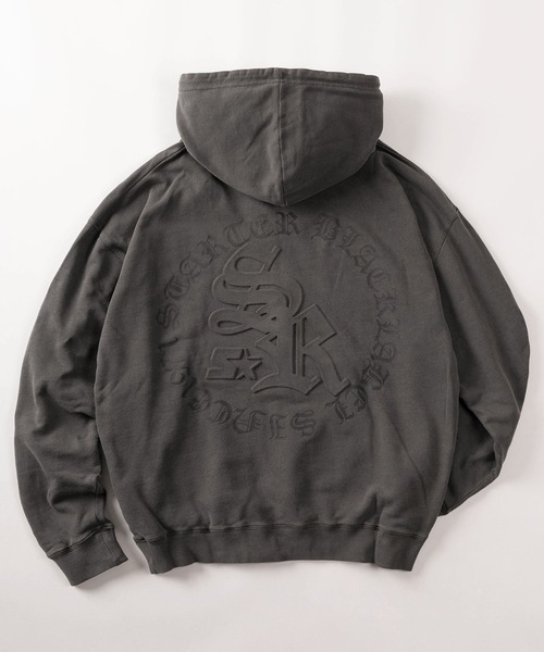 STARTER（スターター）の「【88】【STARTER/スターター】ピグメント加工 裏毛 エンボス サークルロゴ ハーフジップパーカー（パーカー・メンズ・チャコールグレー/グリーン/ブラウン・M/L/XL）」の16枚目の写真