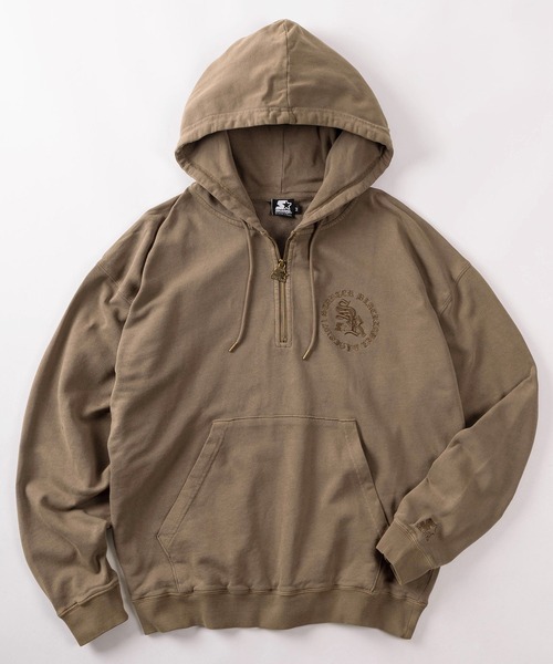 STARTER（スターター）の「【88】【STARTER/スターター】ピグメント加工 裏毛 エンボス サークルロゴ ハーフジップパーカー（パーカー・メンズ・チャコールグレー/グリーン/ブラウン・M/L/XL）」の15枚目の写真