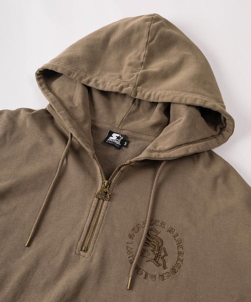STARTER（スターター）の「【88】【STARTER/スターター】ピグメント加工 裏毛 エンボス サークルロゴ ハーフジップパーカー（パーカー・メンズ・チャコールグレー/グリーン/ブラウン・M/L/XL）」の13枚目の写真