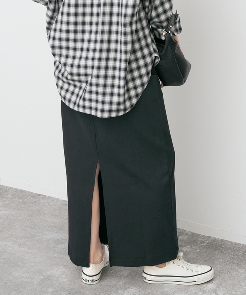 Spick & Span（スピックアンドスパン）の「CO/PEリブタイトスカート（スカート・レディース・ブラック/アイボリー/モカ・38/36）」の9枚目の写真