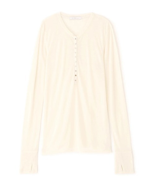 ETRE TOKYO（エトレトウキョウ）の「ウールフライスヘンリーネックプルオーバー（Tシャツ/カットソー・レディース・アイボリー/チャコール/ブルー/ピンク・FREE）」の2枚目の写真