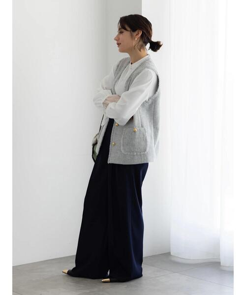 Te chichi（テチチ）の「【セレモニーアイテム】ツイードVネックジレ（ベスト・レディース・グレー・F）」の4枚目の写真