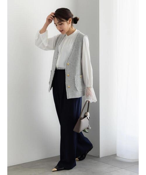 Te chichi（テチチ）の「【セレモニーアイテム】ツイードVネックジレ（ベスト・レディース・グレー・F）」の5枚目の写真