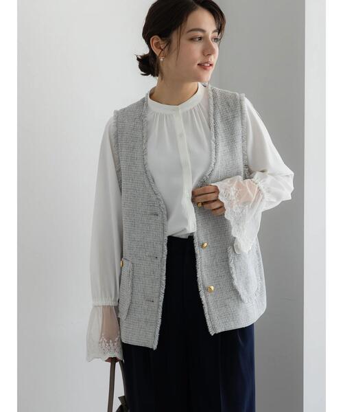 Te chichi（テチチ）の「【セレモニーアイテム】ツイードVネックジレ（ベスト・レディース・グレー・F）」の10枚目の写真