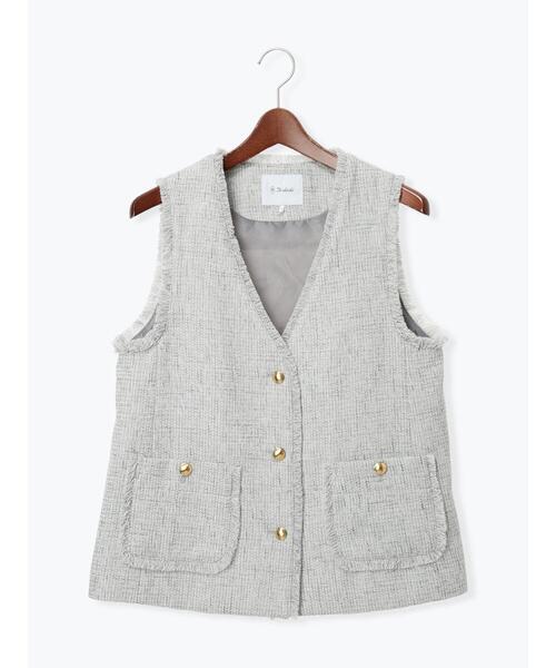 Te chichi（テチチ）の「【セレモニーアイテム】ツイードVネックジレ（ベスト・レディース・グレー・F）」の14枚目の写真